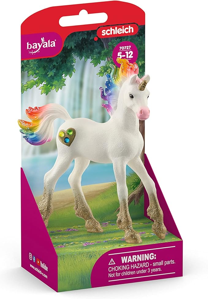 Schleich bayala, Unicorn Toys for Girls and Boys Rainbow Love Unicorn Foal with Rainbow Mane and Tail, Ages 5+ - Figurio