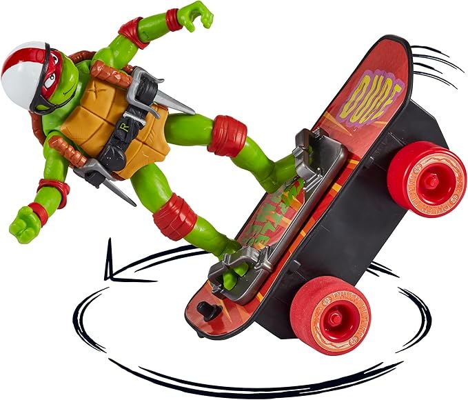 Teenage Mutant Ninja Turtles: Mutant Mayhem Raphael on a Skateboard with Accessories by Playmates Toys - Amazon Exclusive - Figurio