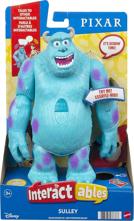 Mattel Pixar Interactables Sulley Talking Action Figure, 8-in Tall Posable Movie Character Toy, Interacts with Other Figures, Kids Gift Ages 3 Years & Older,Multi,GWC19 - Figurio