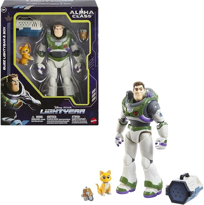 Mattel Disney and Pixar Lightyear Collector Action Figure, 7-in Scale Space Ranger Alpha Buzz & Sox, Highly Articulated - Figurio