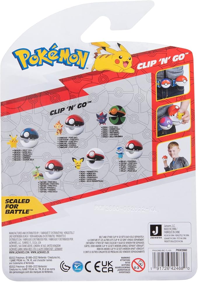 Pokémon PKW2660 - Clip 'n'Go Pokéball - Pikachu & Good Ball, Official Pokéball with Detailed 5 cm Figure - Figurio