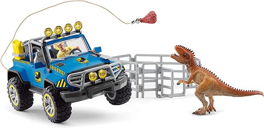 Schleich Dinosaur Toy Truck with Dino Outpost & Giganotosaurus 15- Piece Playset for Kids Ages 4-12 - Figurio