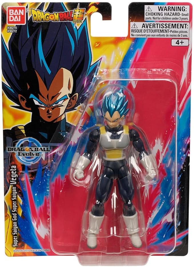 Bandai Namco - Dragon Ball Super - Super Saiyan Blue Vegeta, Dragon Ball Evolve 5" Action Figure - Figurio