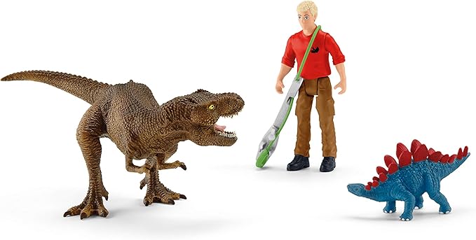 Schleich Dinosaurs, Dinosaur Toys for Kids, Tyrannosaurus Rex Attack 5-Piece Dino Set with T-Rex Toy, Ages 4+ - Figurio