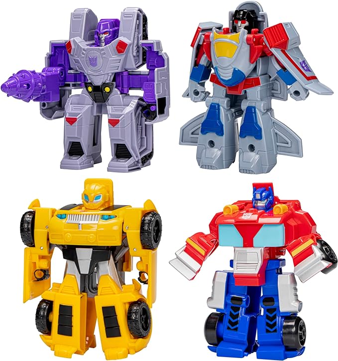 Transformers Toys Heroes vs Villains 4-Pack, Autobot and Decepticon 4.5-Inch Action Figures, Preschool Robot Toys for Kids Ages 3 and Up - Figurio