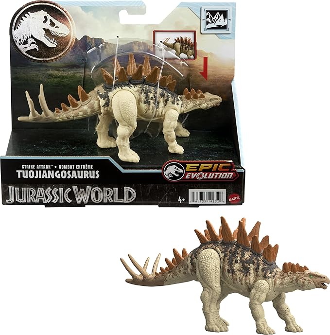 Mattel Jurassic World Strike Attack Tuojiangosaurus Dinosaur Toy with Single Strike Action, Movable Joints, Action Figure with Physical & Digital Play - Figurio