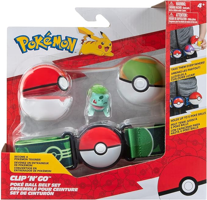 Pokémon Set-2-Inch Bulbasaur Battle Figure with Clip ‘N’ Go with Nest Ball and Pokéball Accessories - Figurio