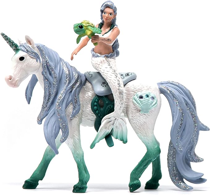 Schleich bayala, Mermaid Unicorn Toys for Girls and Boys, Mermaid Doll Riding on Sea Unicorn, Ages 5+ - Figurio