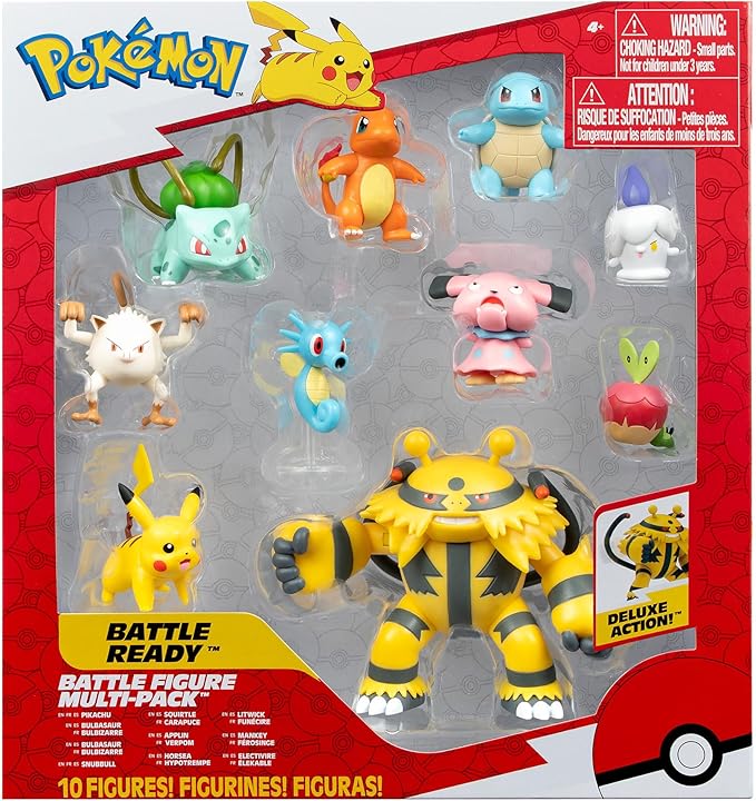 Pokémon Battle Figure 10 Pack – Nine 2-inch Battle Figures and One 4.5-inch Battle Figure - Figurio