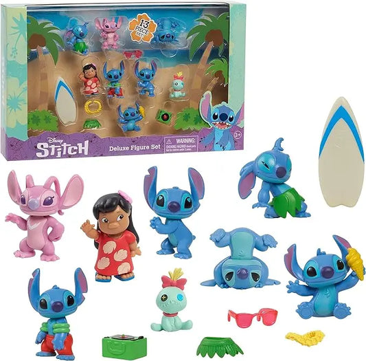 Disney’s Lilo & Stitch Deluxe Figure Set, 13-Piece Set, Officially Licensed Kids Toys for Ages 3 Up by Just Play - Figurio