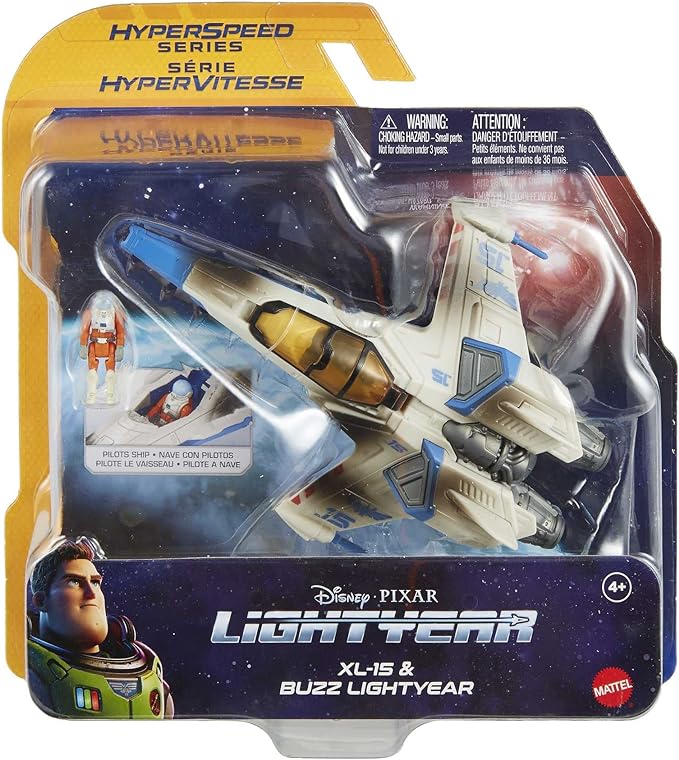 Mattel Disney and Pixar Lightyear Hyperspeed Series, Buzz Lightyear Mini Action Figure & XL-15 Spaceship, 6-in Vehicle - Figurio