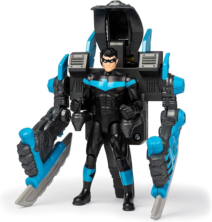 DC Comics Batman, 4-Inch Nightwing Mega Gear Deluxe Action Figure with Transforming Armor - Figurio