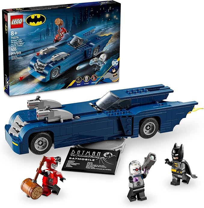 LEGO DC Batman: Batman with The Batmobile vs. Harley Quinn & Mr. Freeze Building Set, Batmobile Toy from The Animated TV Series for Kids, Batman Car Gift for Boys and Girls Ages 8 and Up, 76274 - Figurio