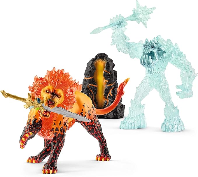 Schleich Eldrador Creatures, Mythical Creatures Toys for Kids, Battle for The Super Weapon Set with Ice Monster and Lava Monster Action Figures, 5 Pieces, Ages 7+ - Figurio