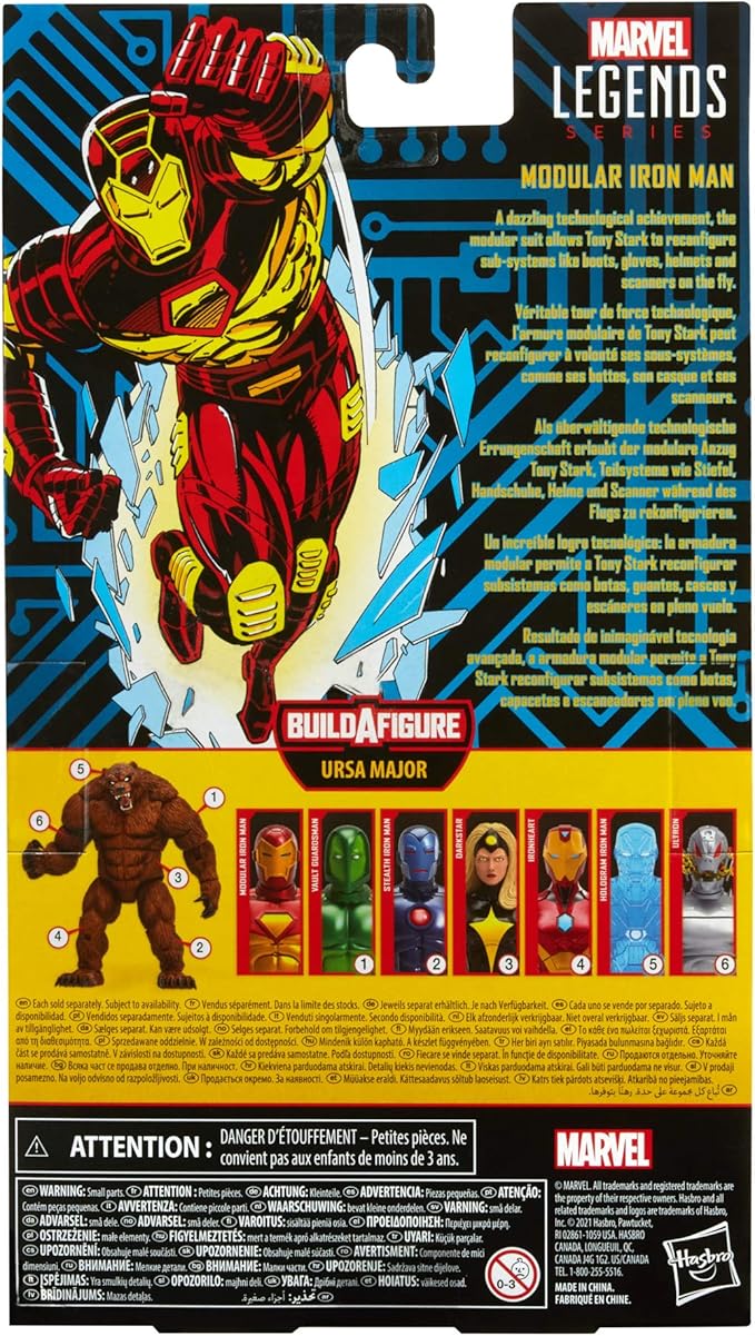 Marvel Hasbro Legends Series 6-inch Modular Iron Man Action Figure Toy, Includes 4 Accessories and 1 Build-A-Figure Part, Premium Design and Articulation - Figurio