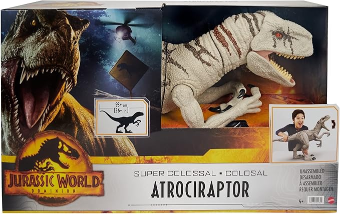 Mattel Jurassic World Super Colossal Atrociraptor Action Figure, 3-ft Long Dinosaur Toy with Eating Feature - Figurio