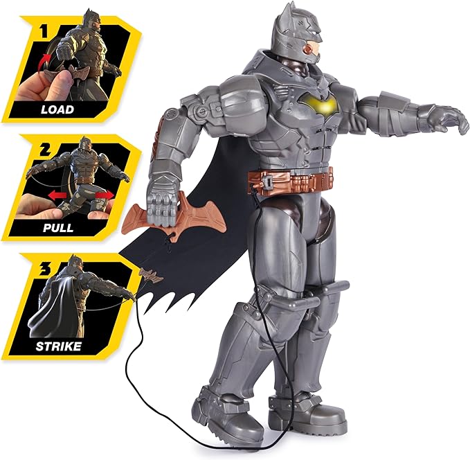 DC Comics, Battle Strike Batman 12-inch Action Figure, 5 Accessories, 20+ Sounds, Collectible Kids Toys for Boys and Girls Ages 3 and Up - Figurio