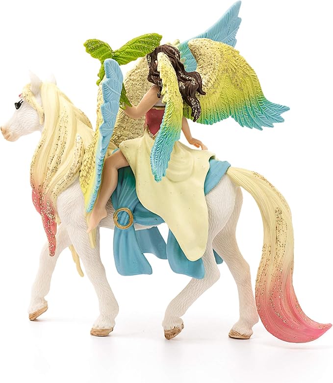 Schleich bayala, 3-Piece Playset, Unicorn Toys for Girls and Boys 5-12 years old, Fairy Surah with Glitter Pegasus - Figurio