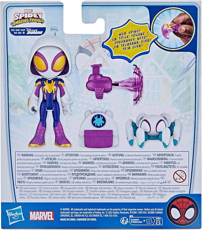 Spidey and His Amazing Friends Web-Spinners Ghost-Spider Action Figure with Accessories, Web-Spinning Accessory, Marvel Toys for Kids, Ages 3 and Up - Figurio