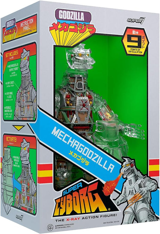 Super7 Super Cyborg Toho Mechagodzilla (Clear) - 11” Toho Godzilla Action Figure Classic Collectibles and Retro Toys - Figurio