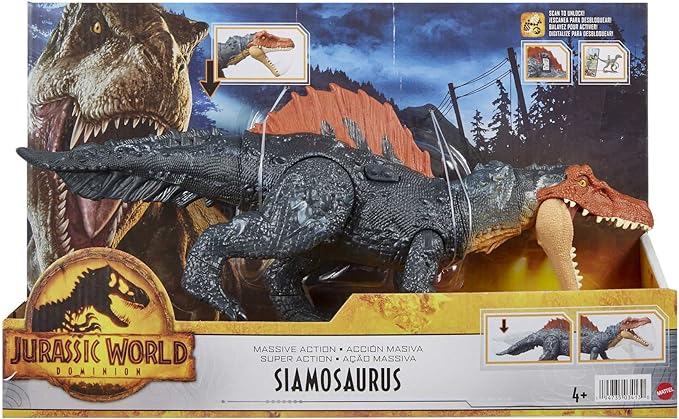 Mattel Jurassic World Dominion Massive Action Siamosaurus Dinosaur Action Figure, Toy with Attack Motion, Plus Downloadable App & AR - Figurio