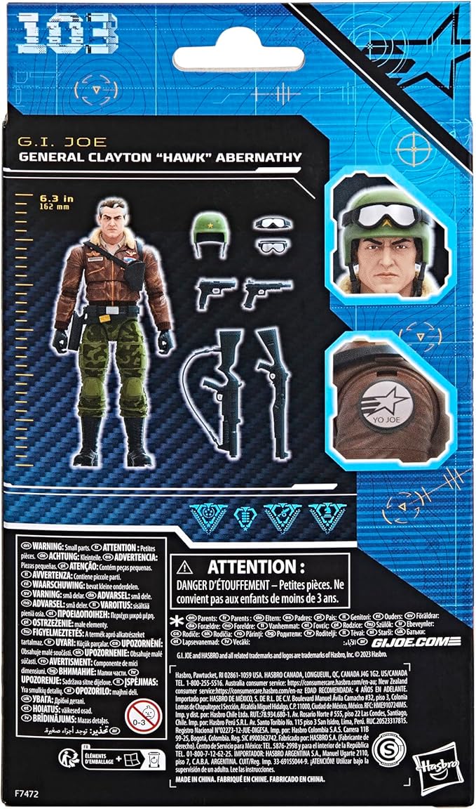 G.I. Joe Classified Series General Clayton Hawk Abernathy, Collectible Action Figure, 103, 6 inch Action Figures for Boys & Girls, with 7 Accessory Pieces - Figurio