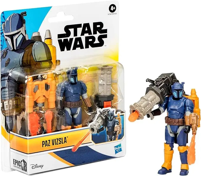 STAR WARS Epic Hero Series Paz Vizsla 4-Inch Deluxe Action Figure & 4 Accessories, Toys for 4 Year Old Boys and Girls - Figurio