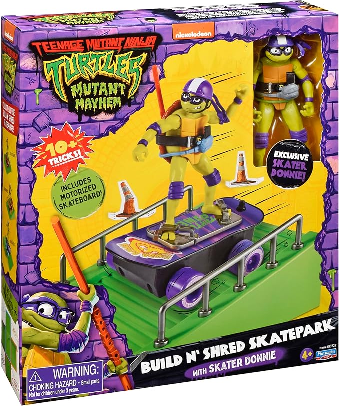 Teenage Mutant Ninja Turtles: Mutant Mayhem Donatello on a Skateboard with Accessories by Playmates Toys - Amazon Exclusive,Multicolor - Figurio