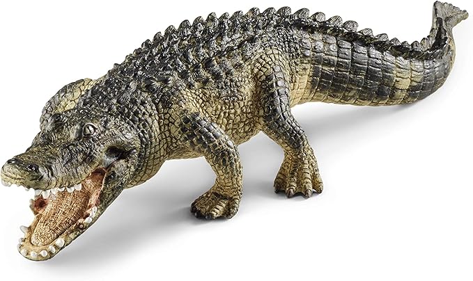 Schleich Wild Life Realistic Alligator Figurine with Movable Jaw - Detailed Alligator Toy Figure, Durable for Education and Fun Play, Perfect for Boys and Girls, Gift for Kids Ages 3+ - Figurio