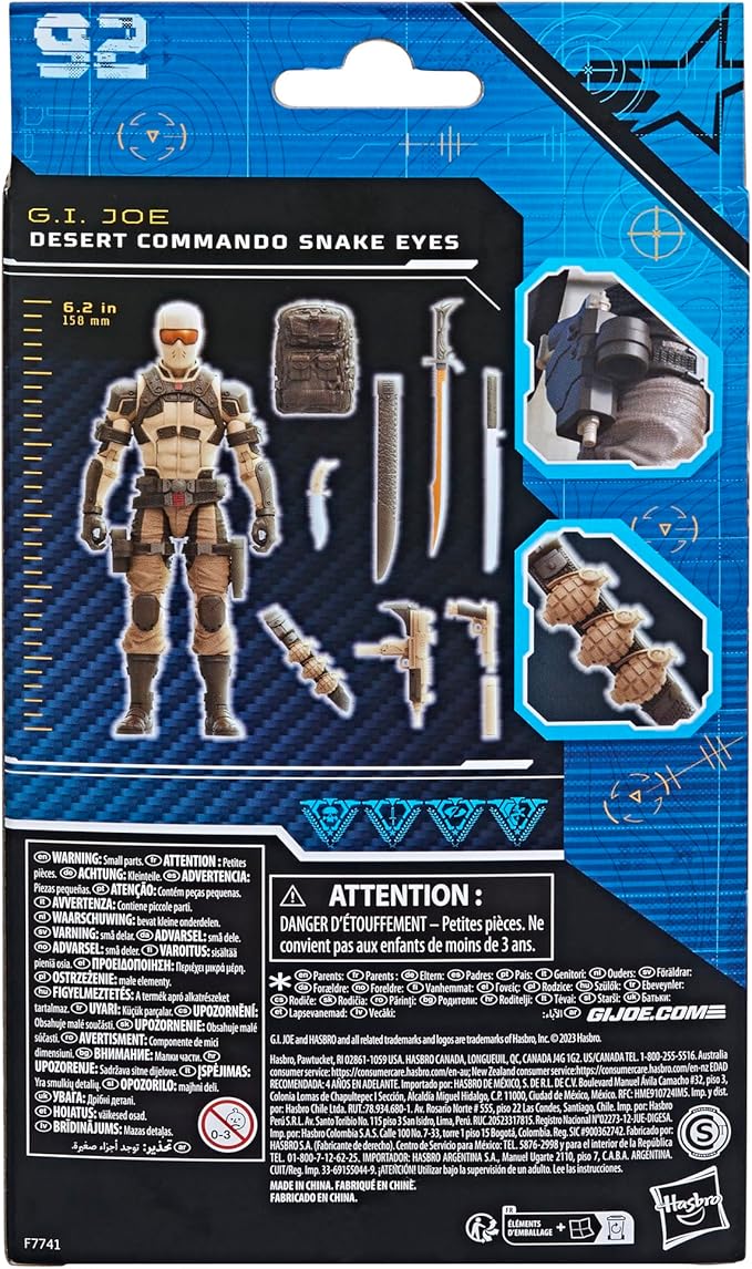 G.I. Joe Classified Series Desert Commando Snake Eyes, Collectible G.I. Joe Action Figures, 92, 6-Inch Action Figures for Boys & Girls, with 9 Accessories - Figurio