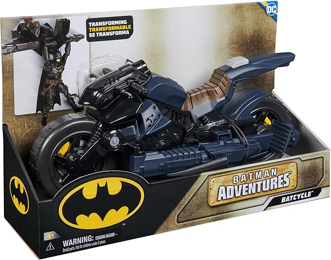 DC Comics, Batman Adventures, Batman Batcycle, Transforming 2-in-1 Batcycle & Batglider, Figure Compatible, Super Hero Kids Toy for Boys and Girls 4+ - Figurio