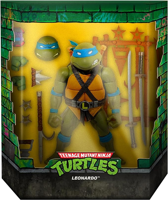 Super7 ULTIMATES! Teenage Mutant Ninja Turtles Leonardo - 7" TMNT Action Figure with Accessories Classic Cartoon Collectibles and Retro Toys - Figurio