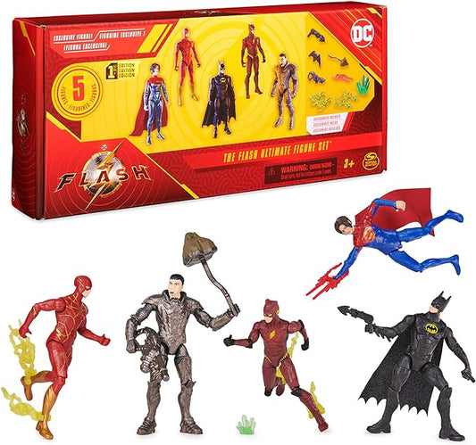 DC Comics, The Flash Ultimate Figure Set (Amazon Exclusive), 5 Action Figures with Accessories, 4-inch Collectible Kids Toys for Boys and Girls 3+ - Figurio