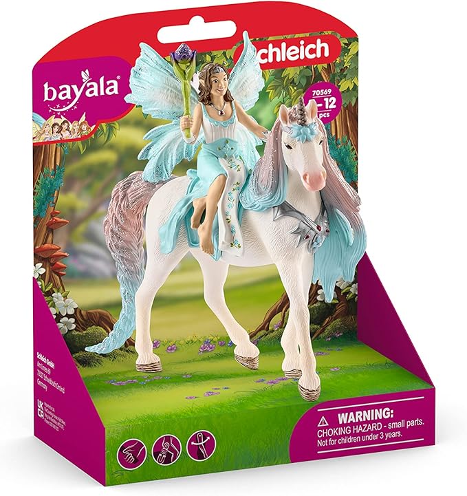 Schleich Bayala Fairy Eyela with Princess Unicorn Playset - Sparkling Flying Princess Doll with Unicorn and Magic Wand, Birthday Gift for Girls and Boys Ages 5-12 - Figurio