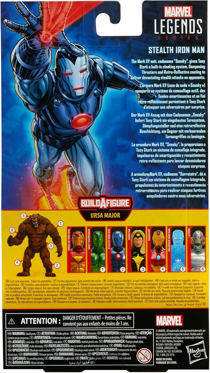 Marvel Hasbro Legends Series 6-inch Stealth Iron Man Action Figure Toy, Includes 5 Accessories and 1 Build-A-Figure Part, Premium Design and Articulation - Figurio