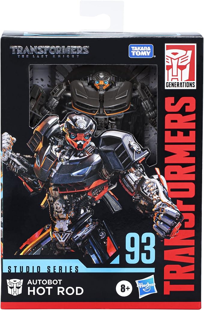 Transformers Toys Studio Series 93 Deluxe Class The Last Knight Autobot Hot Rod Action Figure - Ages 8 and Up, 4.5-inch - Figurio