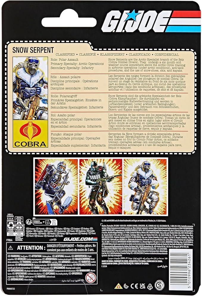 G.I. Joe Classified Series Retro Cardback Snow Serpent, Collectible 6-Inch Action Figure with 8 Accessories - Figurio