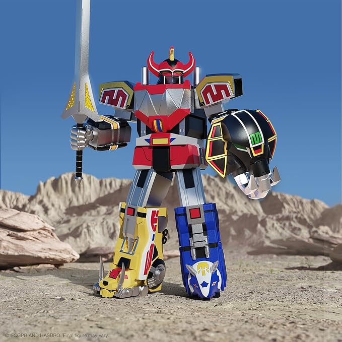 Super7 ULTIMATES! Mighty Morphin Power Rangers Dino Megazord - 8" Power Rangers Action Figure with Accessories Classic TV Show Collectibles - Figurio