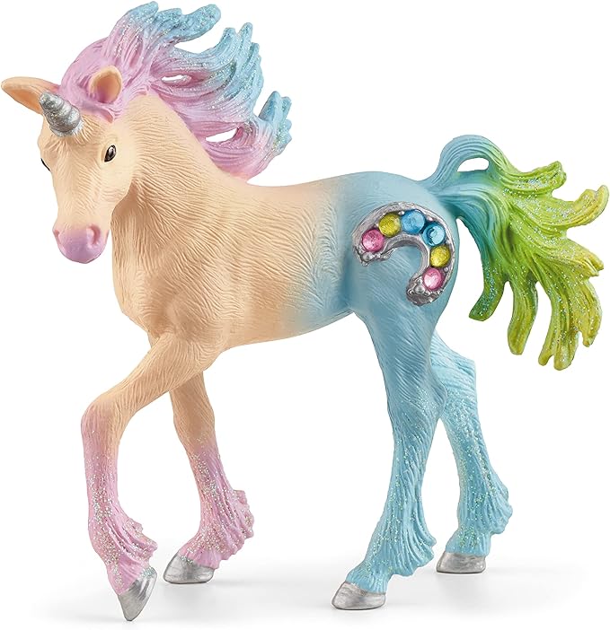 Schleich bayala, Unicorn Toys for Girls and Boys, Marshmallow Unicorn Foal with Gems, Pink, Ages 5+ - Figurio