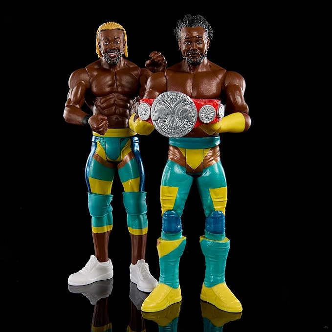 Mattel WWE Kofi Kingston & Xavier Woods Championship Showdown Action Figure 2-Pack with New Day's Raw Tag Team Championship, 6-inch - Figurio