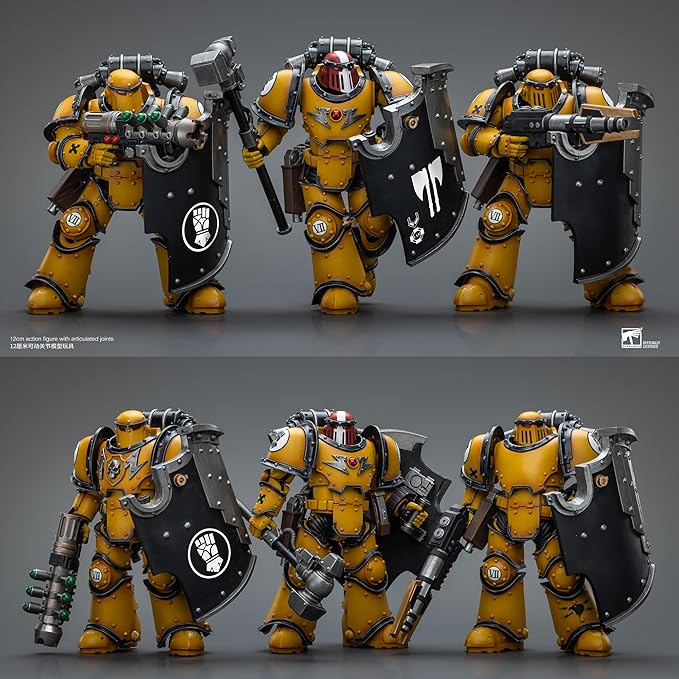 JOYTOY 1/18 Action Figure Warhammer 40,000 Imperial Fists Legion MkIII Breacher Squad Set of 3 Figures 4.8inch Movable Model Collectible Figurine - Figurio