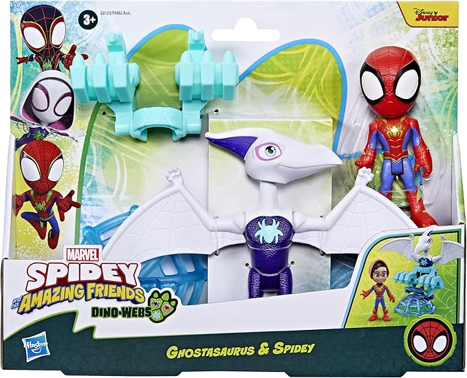 Spidey and his Amazing Friends Marvel Dino-Webs Ghostasaurus & Spidey 4-inch-Scale Spider-Man Action Figure Set, Toys for Kids Ages 3 and Up - Figurio