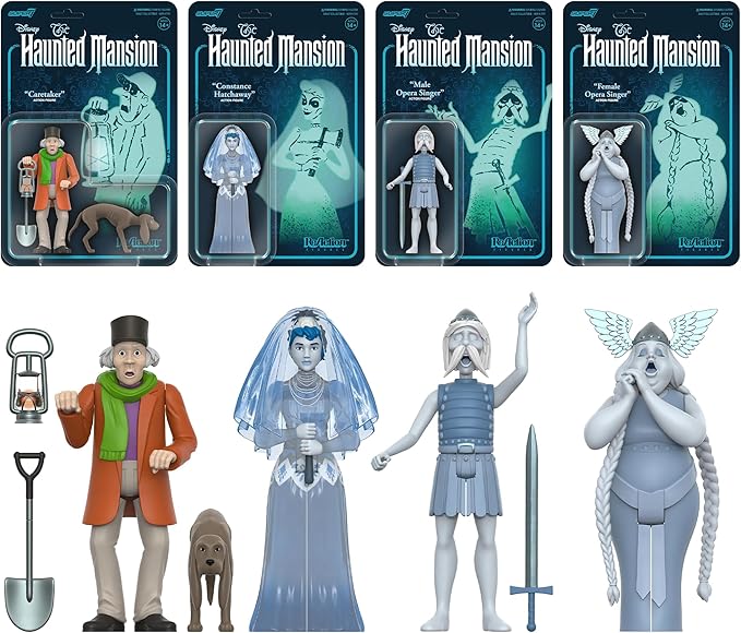 Super7 Disney Haunted Mansion Charcters Constance Hatchaway, Male and Female Opera Singers, Caretaker - 3.75in Disney Action Figures with Accessory Classic Disney Collectibles and Retro Toys - Figurio