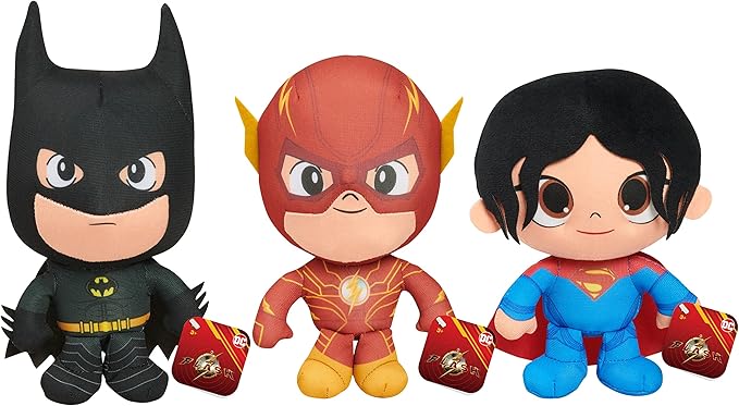 The Flash Small Plush Bundle 3-Pack with the Flash, Batman, and Supergirl 7-Inch Plush Toys, The Flash Movie - Figurio