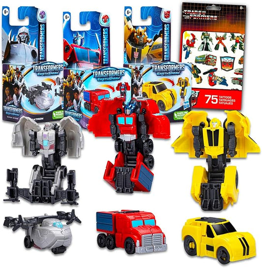 Transformers Earthspark Tacticons Action Figures - Bundle with 5 Earthspark Transformers Toys Featuring Optimus Prime, Bumblebee, Megatron Plus Stickers | Transformers Figures Earthspark Tacticon Toys - Figurio