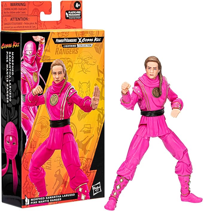 Hasbro Power Rangers x Cobra Kai Ligtning Collection 15cm Morphed Samantha LaRusso Pink Mantis Ranger Figure - Figurio