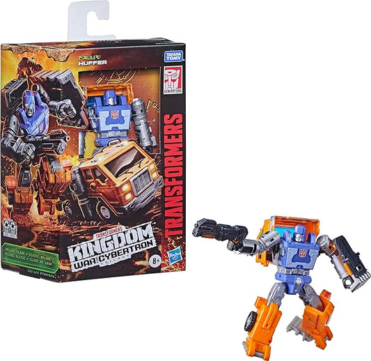 Transformers Toys Generations War for Cybertron: Kingdom Deluxe WFC-K16 Huffer Action Figure - Kids Ages 8 and Up, 5.5-inch - Figurio