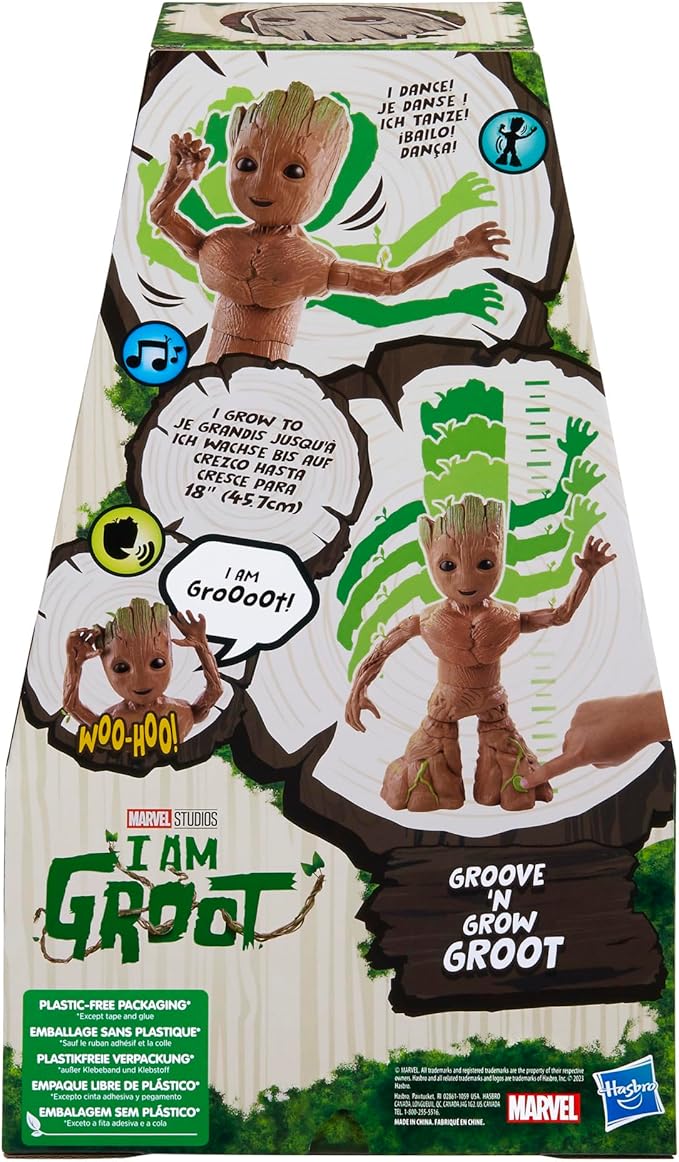 Marvel Studios I Am Groot Groove 'N Grow Groot, 13.5-Inch Interactive Action Figure, Responds to Music and Sounds, Super Hero Toys for Kids 4 and Up - Figurio