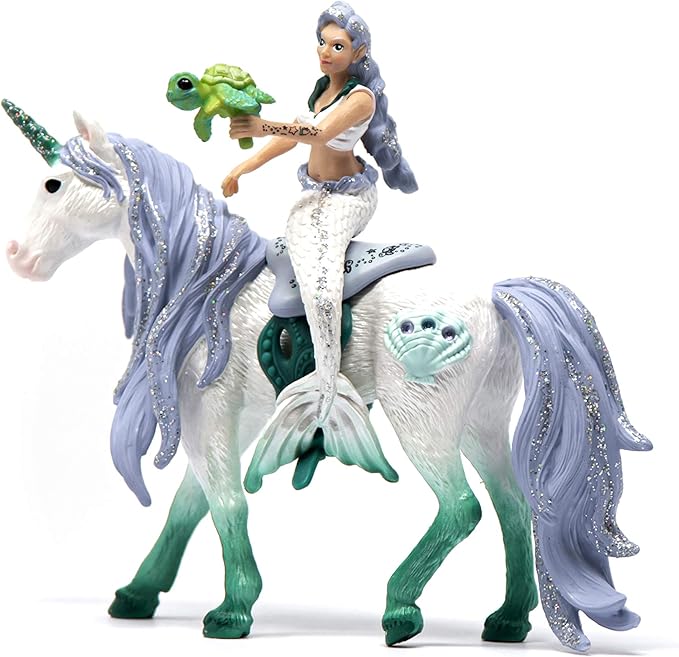 Schleich bayala, Mermaid Unicorn Toys for Girls and Boys, Mermaid Doll Riding on Sea Unicorn, Ages 5+ - Figurio