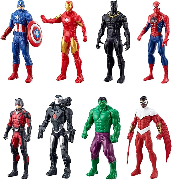 Marvel Avengers Action Figures - Iron Man, Hulk, Black Panther, Captain America, Spider Man, Ant Man, War Machine & Falcon! (8) - Figurio